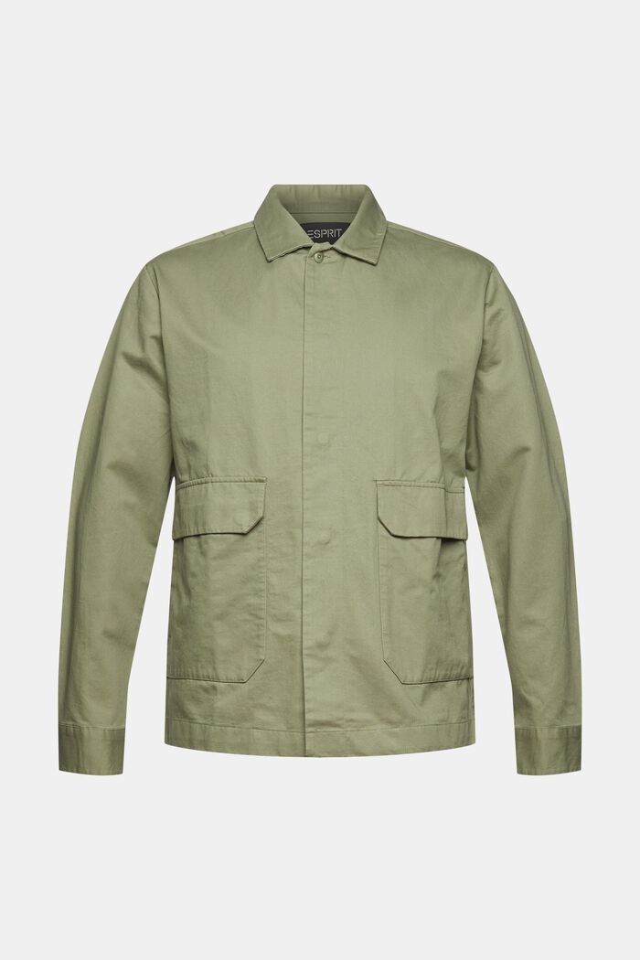 Shirt jacket made of blended organic cotton, LIGHT KHAKI, overview