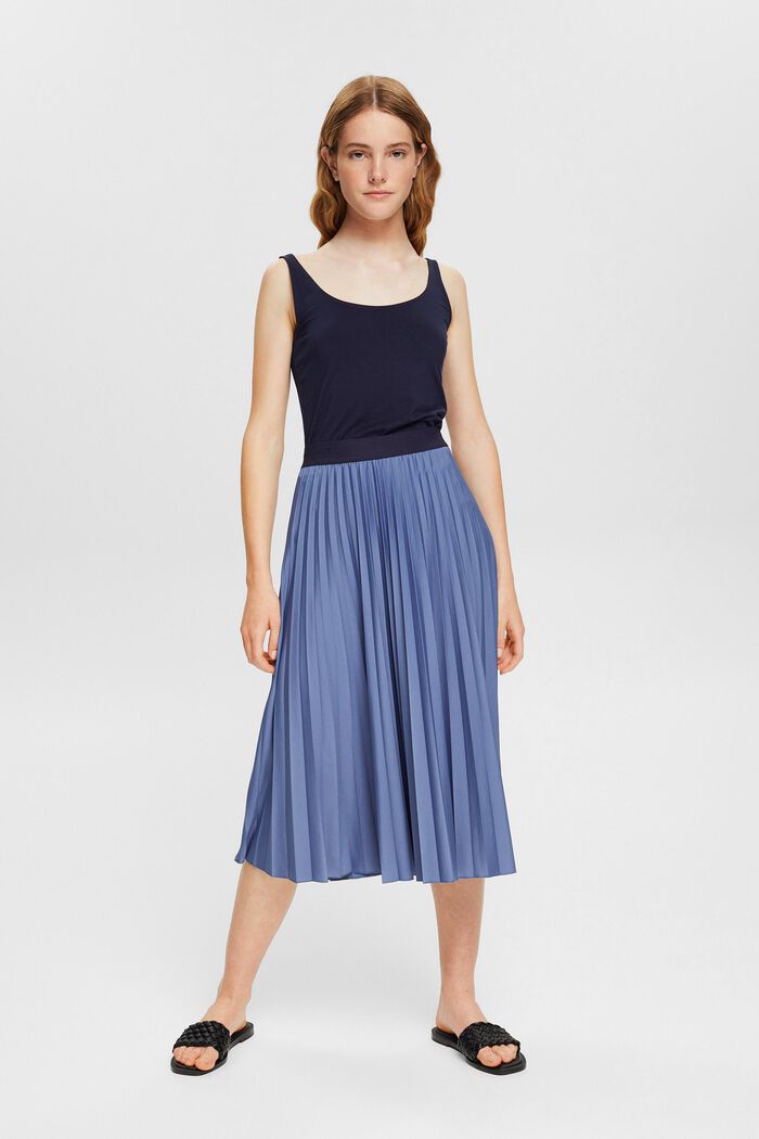 Pleated skirt with elasticated waistband, BLUE LAVENDER, detail image number 1