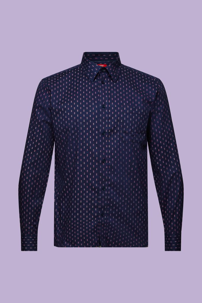Patterned Twill Slim Fit Shirt, NAVY, detail image number 6