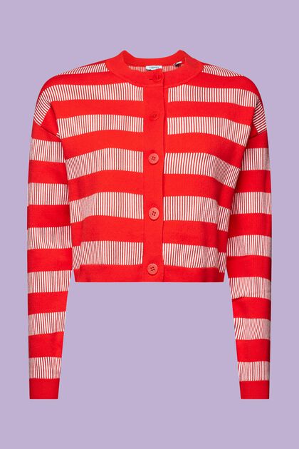 Cropped Jacquard Striped Cardigan