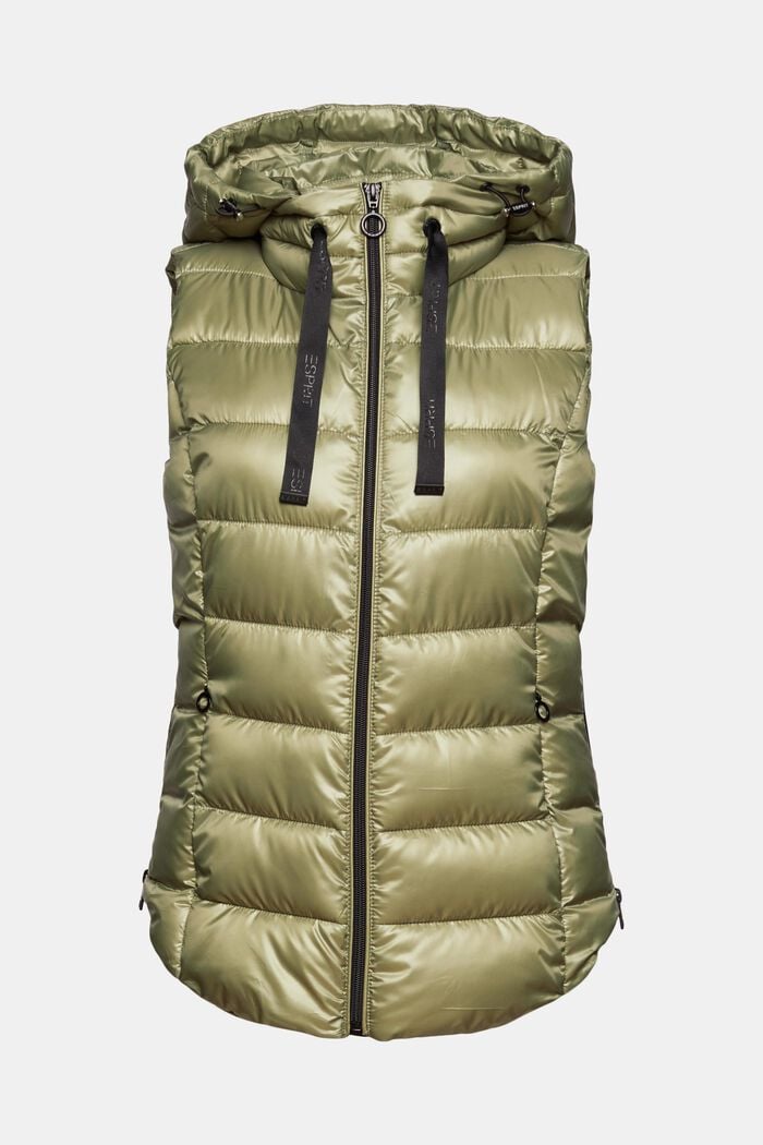 Made of recycled yarn: Body warmer with a detachable hood, LIGHT KHAKI, detail image number 7