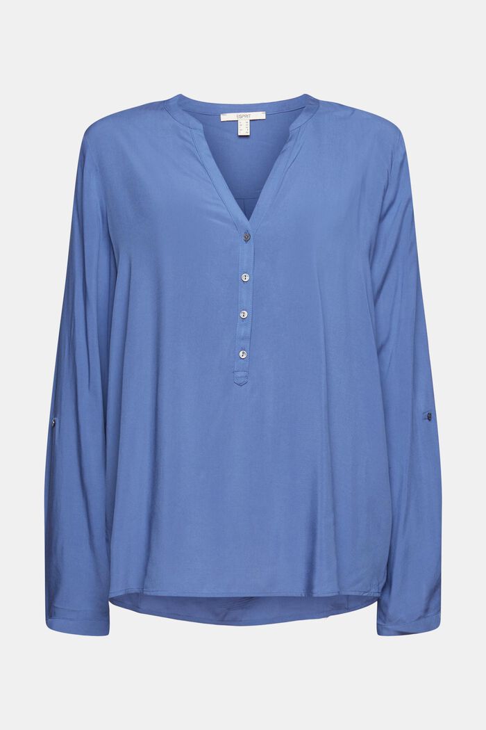 Henley blouse made of LENZING™ ECOVERO™, BLUE LAVENDER, overview