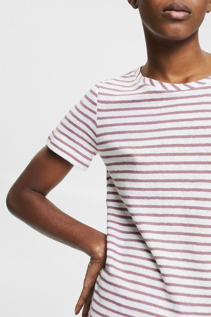 With linen: striped T-shirt, MAUVE, detail image number 0