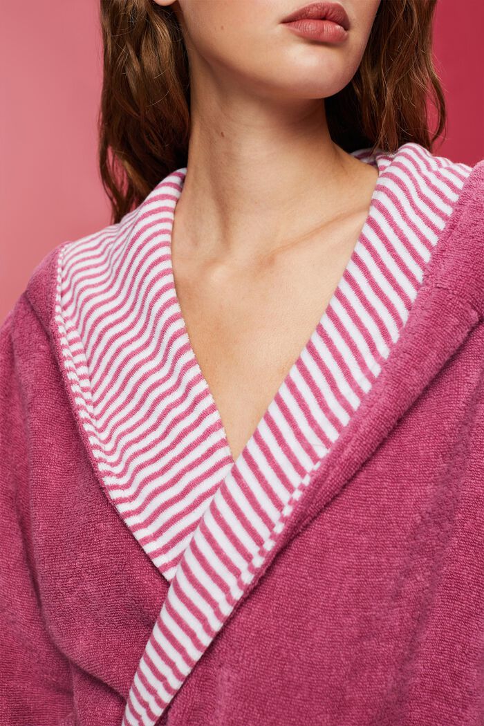 Terry cloth bathrobe with striped lining, BLACKBERRY, detail image number 2