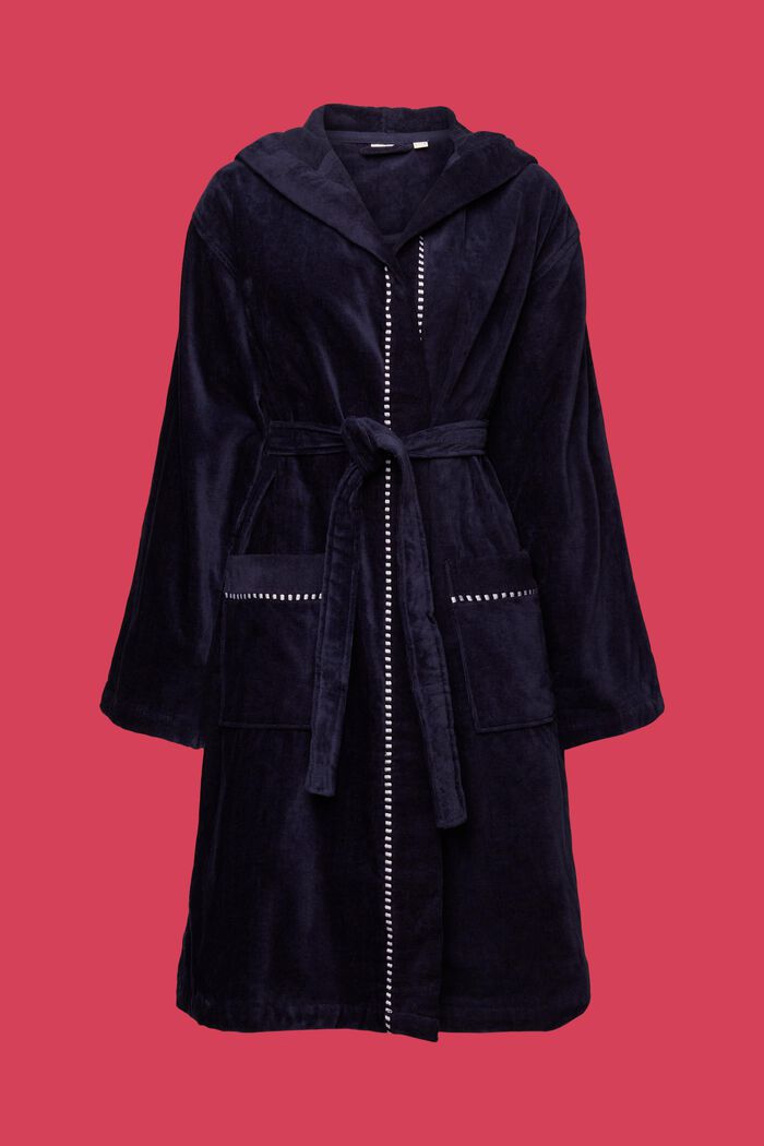 Suede bathrobe made of 100% cotton, NAVY BLUE, detail image number 5