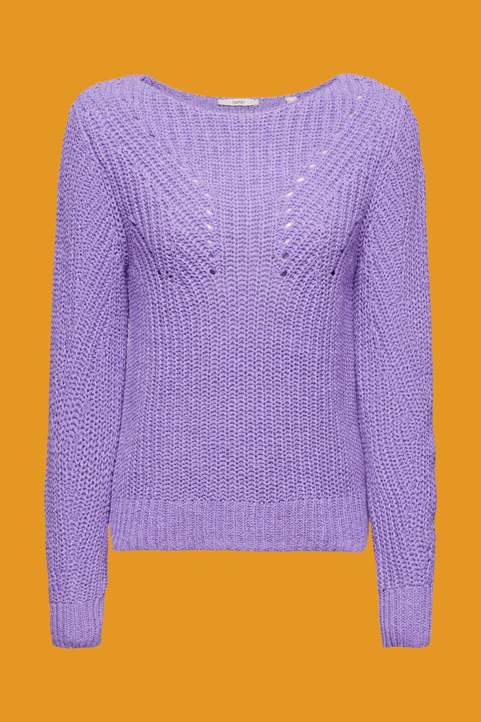Open-Knit Sweater, PURPLE, detail image number 5