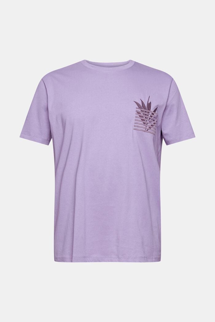 Jersey T-shirt with embroidery, LILAC, overview