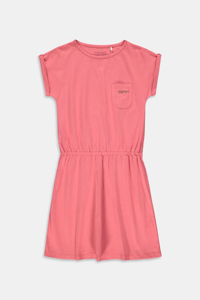 Jersey dress in stretch cotton, CORAL, overview