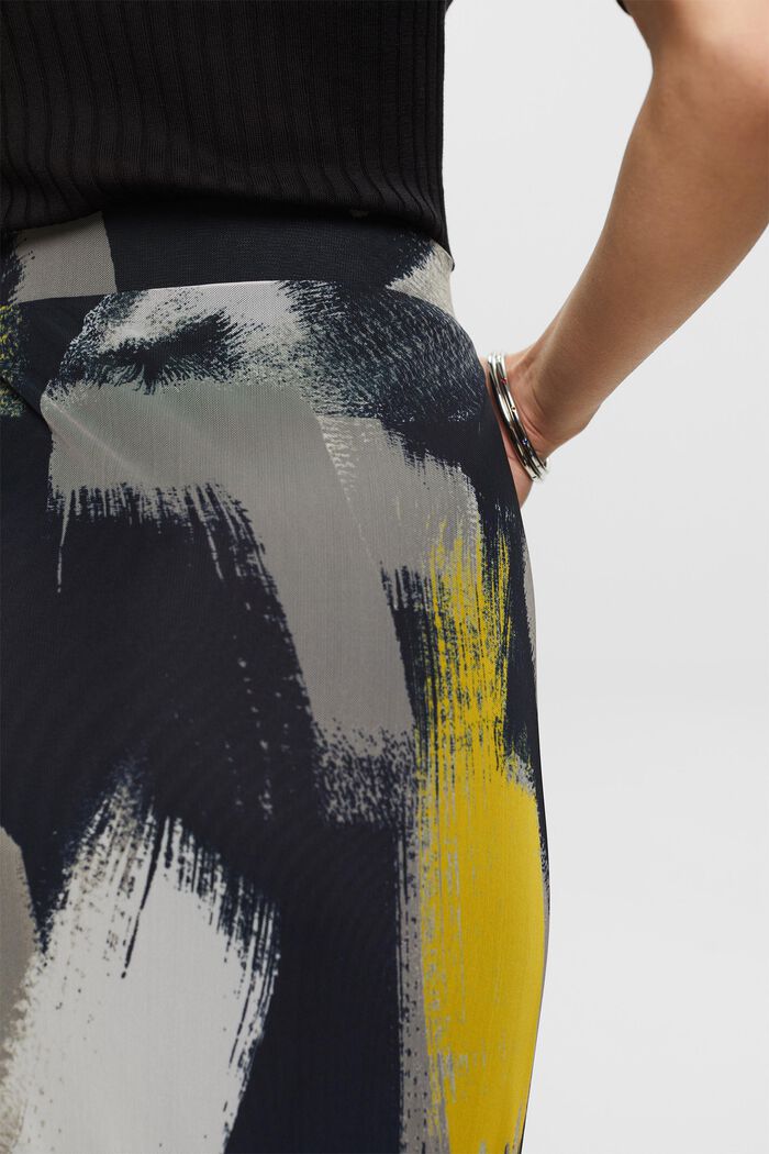 Printed Mesh Midi Skirt, BLACK, detail image number 4