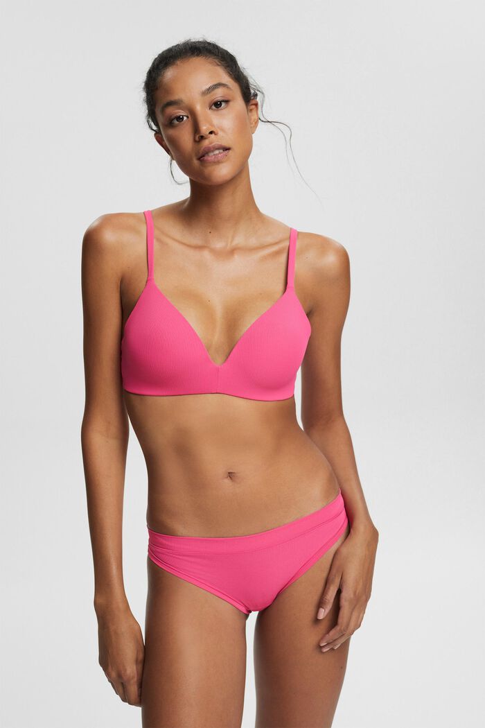 Non-wired, ribbed-effect padded bra, PINK FUCHSIA, detail image number 0