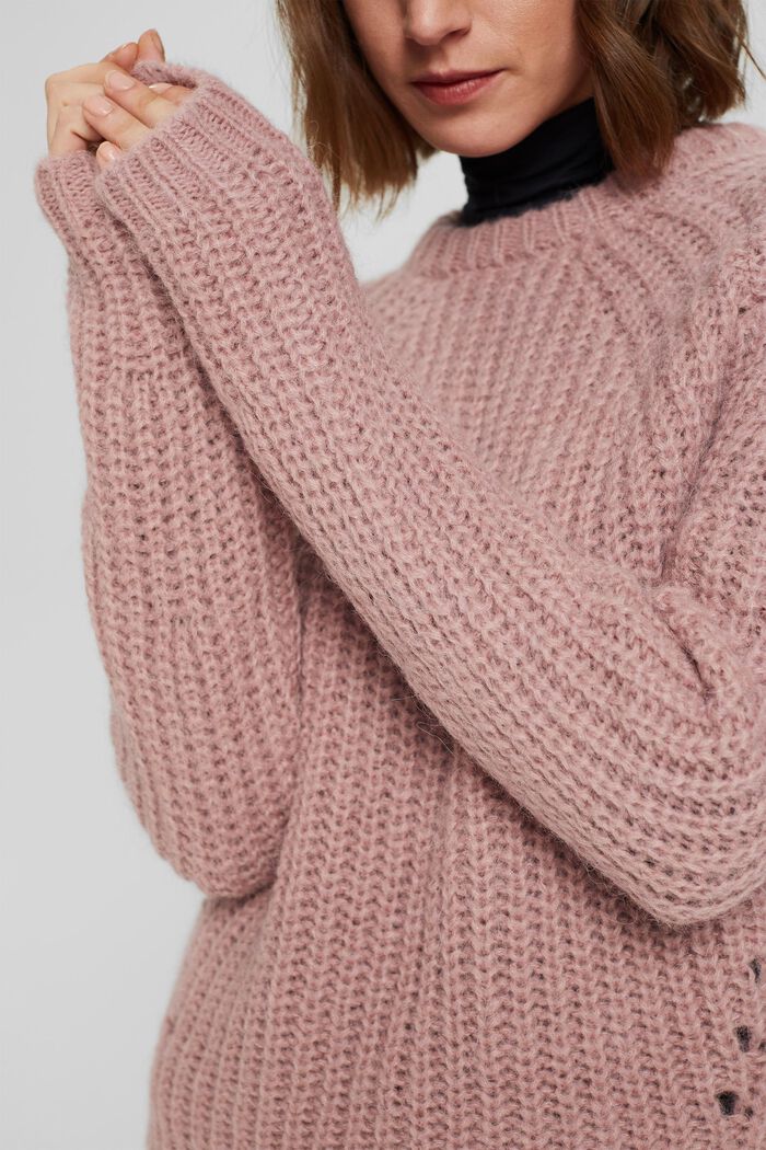 With alpaca: textured jumper, OLD PINK, detail image number 2
