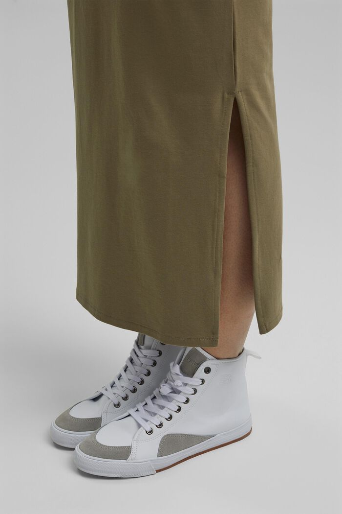 Jersey midi skirt made of organic cotton, LIGHT KHAKI, detail image number 2