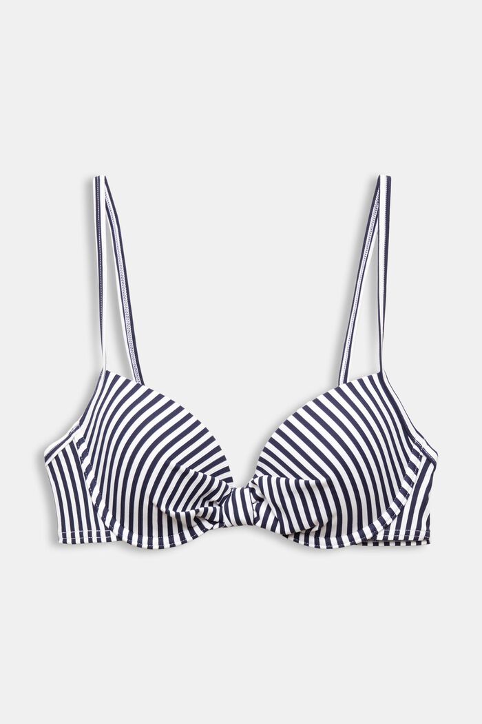 Striped Padded Underwired Bikini Top, NAVY, detail image number 4