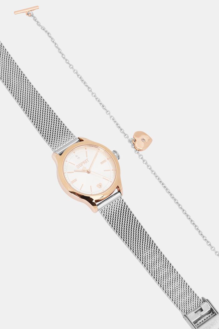 Watch and bracelet set with heart details