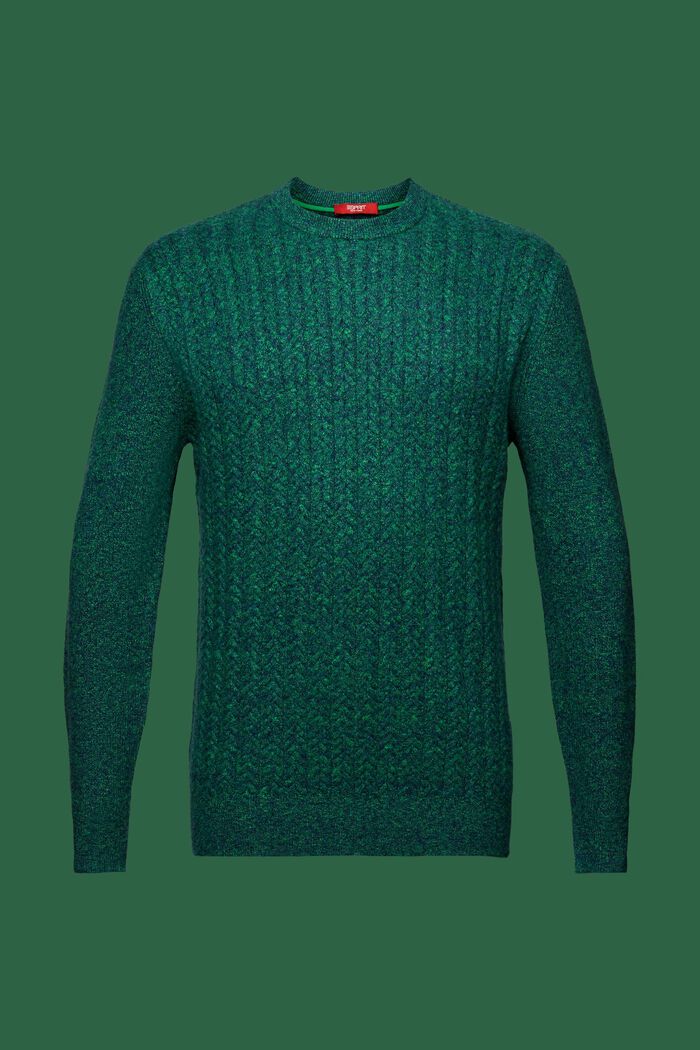Melange Cable Knit Crewneck Sweater, GREEN, detail image number 6