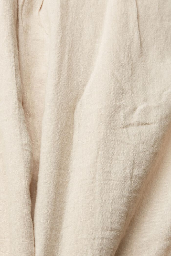 Shirt with a band collar in 100% linen, SKIN BEIGE, detail image number 4
