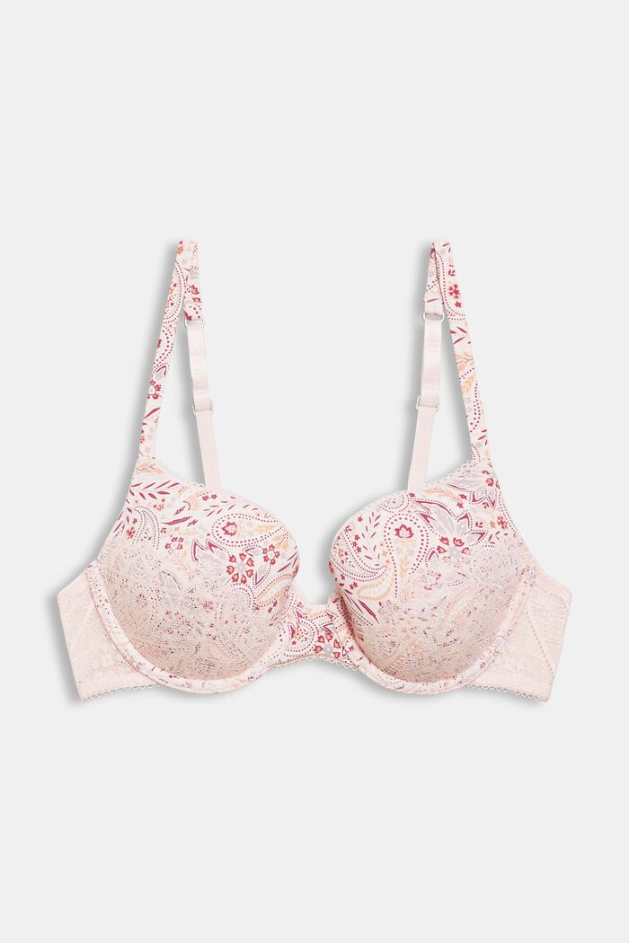 Recycled: padded, underwire bra with a pattern, LIGHT PINK, detail image number 0