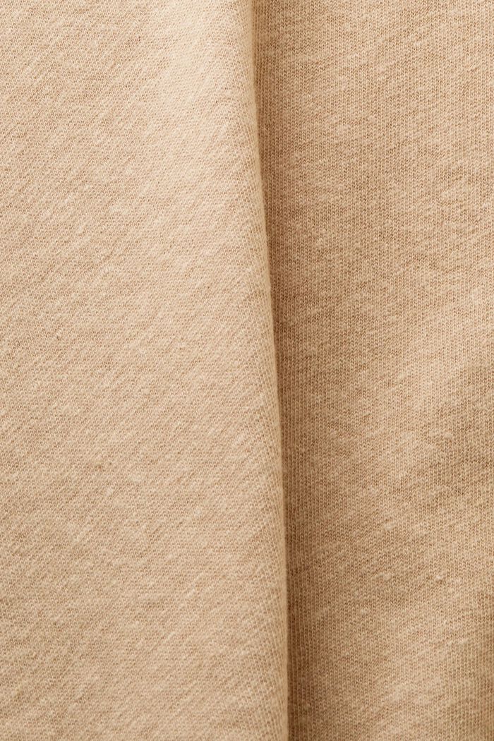 Cotton-Linen V-Neck T-Shirt, BEIGE, detail image number 4