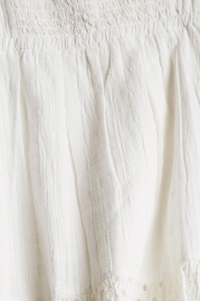 Flared dress with broderie anglaise, OFF WHITE, detail image number 4