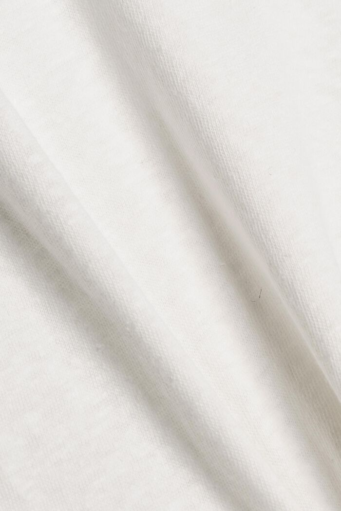 Linen blend: layered-effect T-shirt, OFF WHITE, detail image number 4
