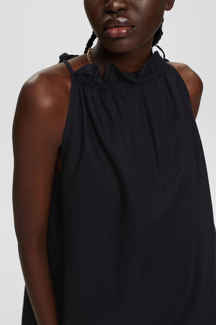 Linen blend: dress with a halterneck neckline, BLACK, detail image number 3