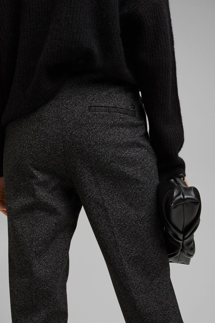 Mix + match HERRINGBONE stretch trousers, BLACK, detail image number 5