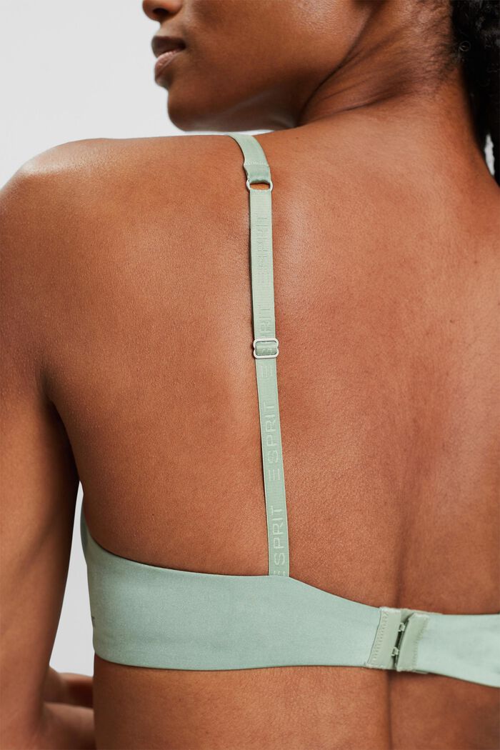 Logo Padded Underwired Bra, DUSTY GREEN, detail image number 3