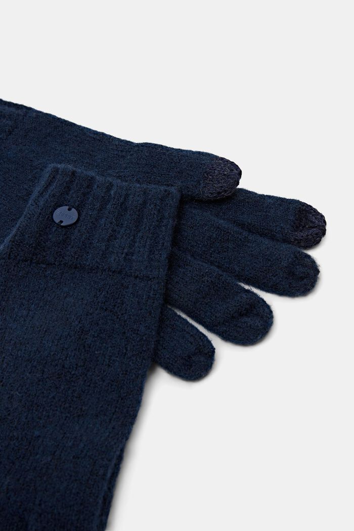 Rib-Knit Gloves, NAVY, detail image number 1