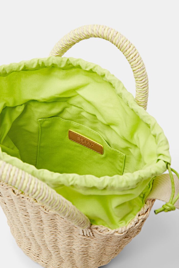 Raffia bucket bag with top handles, LIGHT BEIGE, detail image number 1