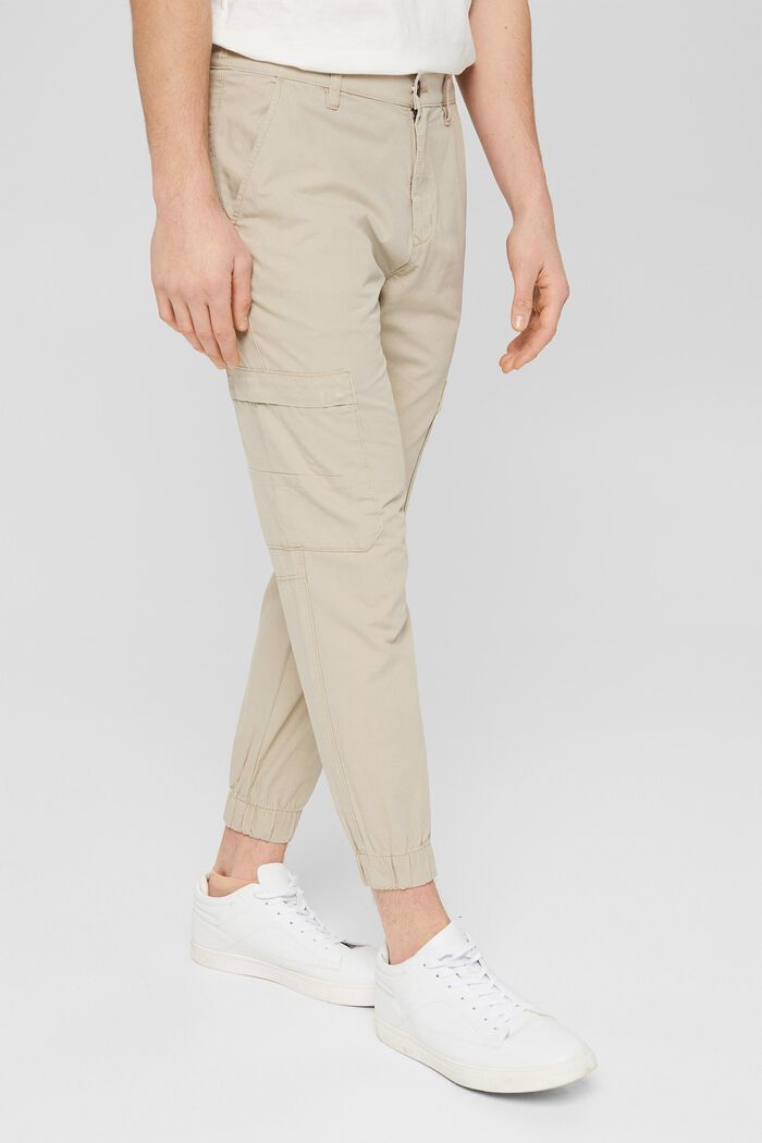 Cargo trousers with zip pockets, LIGHT BEIGE, detail image number 0