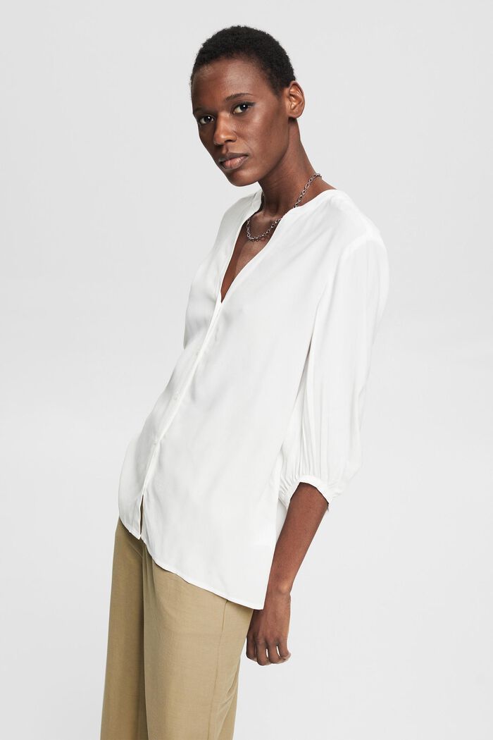 Blouse with 3/4-length sleeves, OFF WHITE, detail image number 0