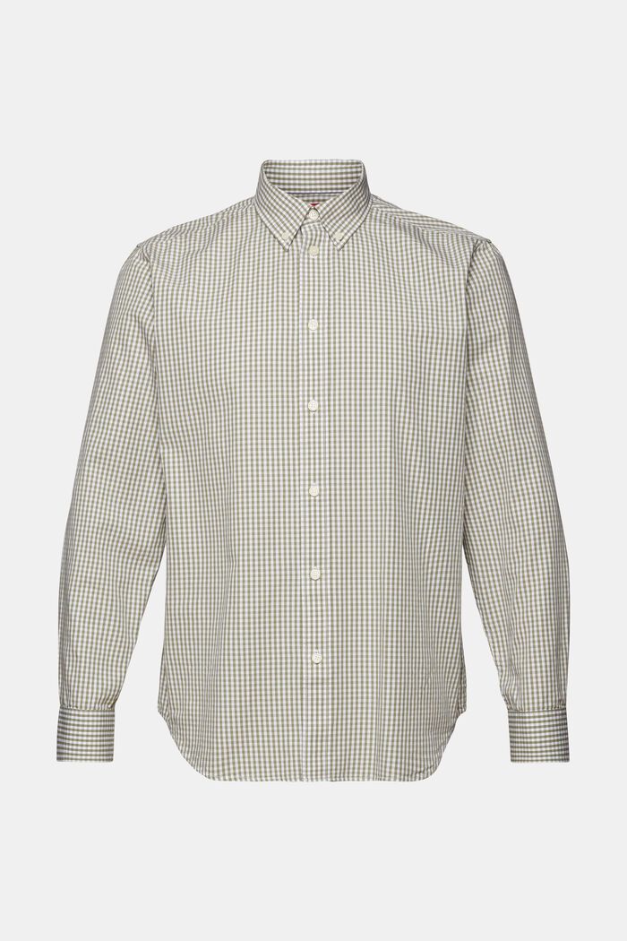 Vichy button-down shirt, 100% cotton, LIGHT KHAKI, detail image number 6