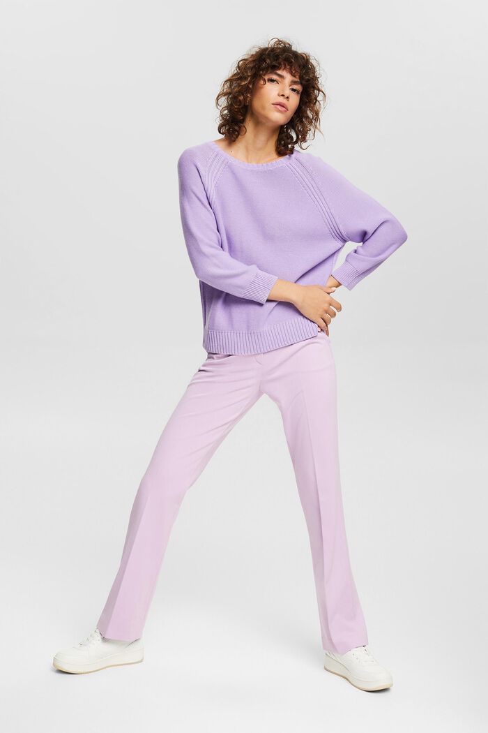 Containing TENCEL™: knitted jumper with raglan sleeves, LAVENDER, detail image number 1