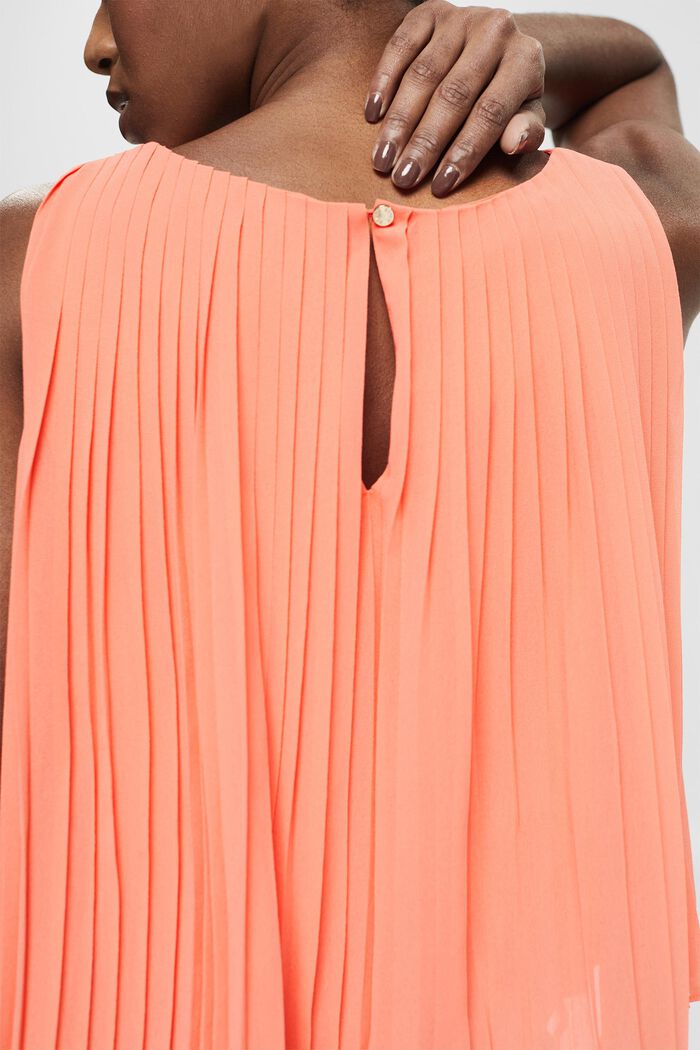 Pleated chiffon blouse made of recycled material, CORAL ORANGE, detail image number 2