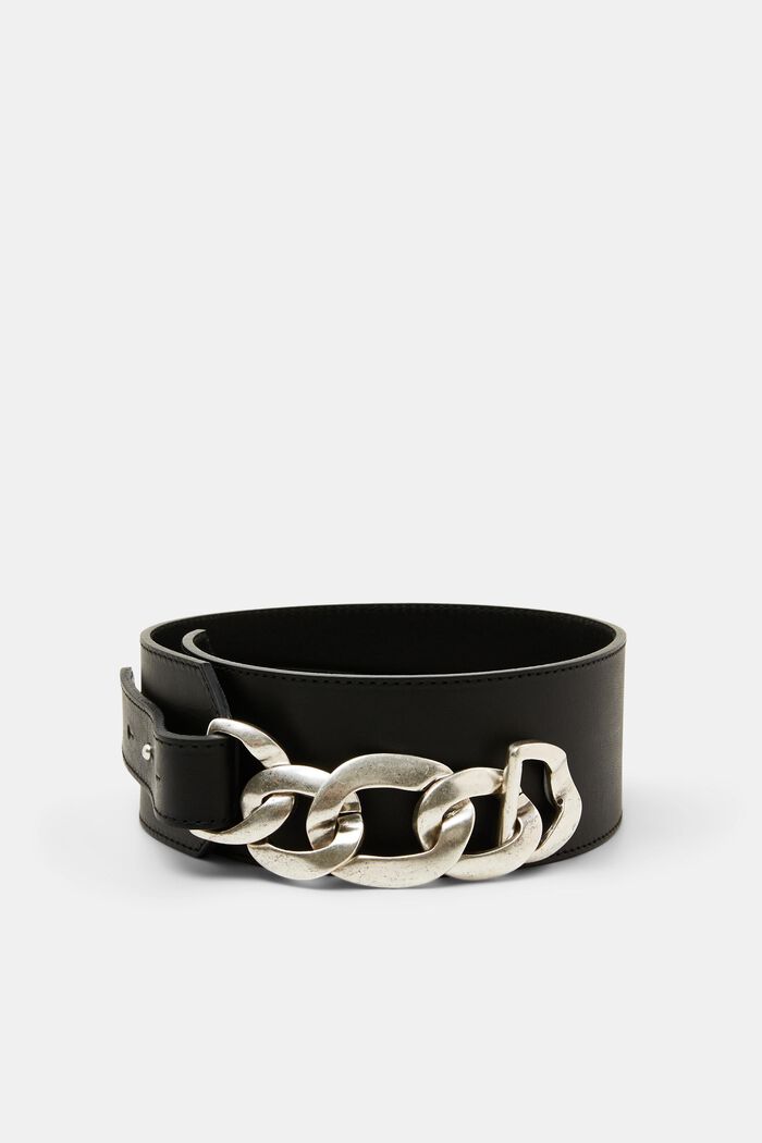 Leather Waist Belt, BLACK, detail image number 0