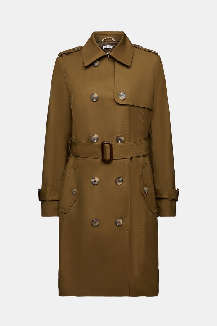 Belted Double-Breasted Trench Coat, KHAKI GREEN, detail image number 5