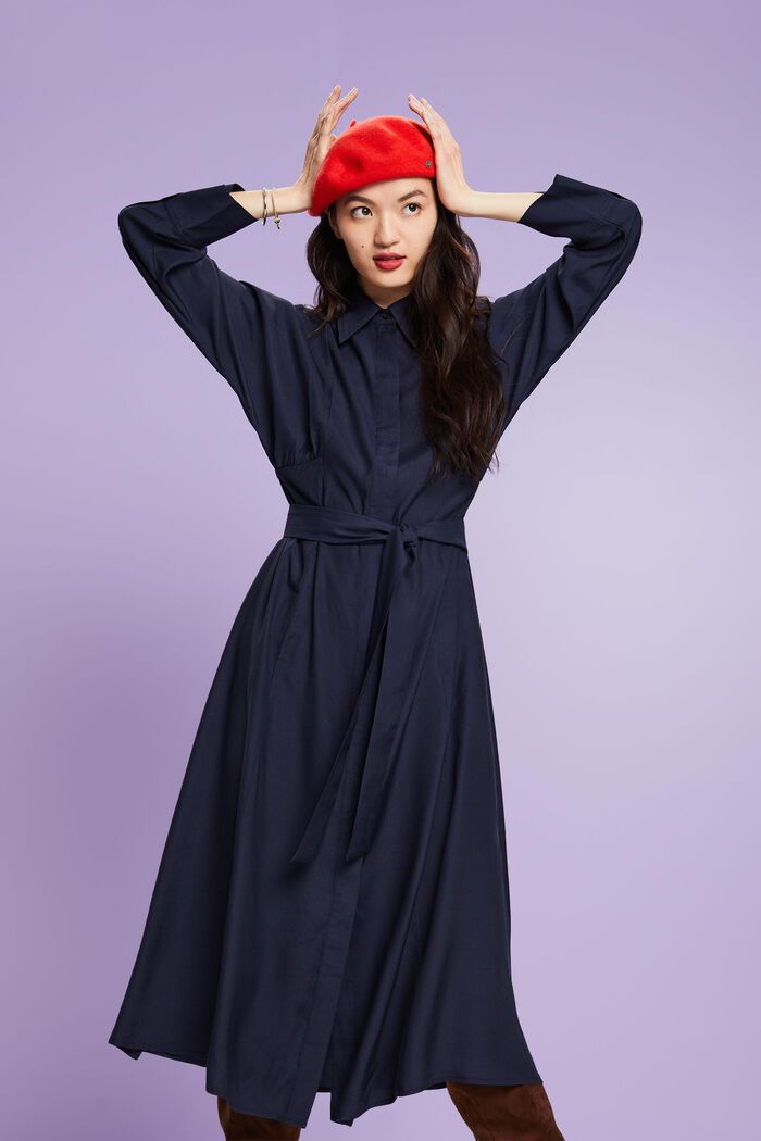 Midi Shirt Dress, LENZING™ ECOVERO™, NAVY, detail image number 0