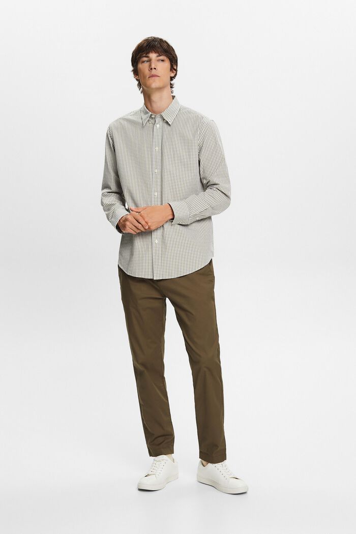 Vichy button-down shirt, 100% cotton, LIGHT KHAKI, detail image number 4