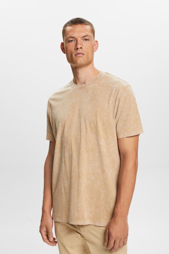 Stone washed T-shirt, 100% cotton, BEIGE, detail image number 0