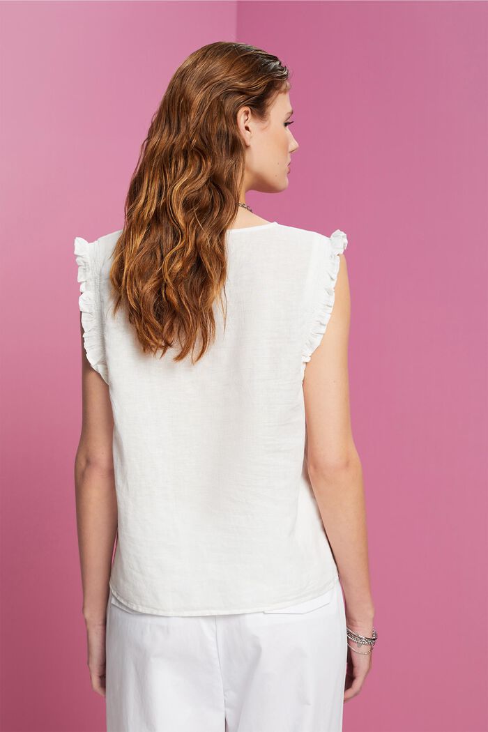 Sleeveless linen blend blouse, OFF WHITE, detail image number 3
