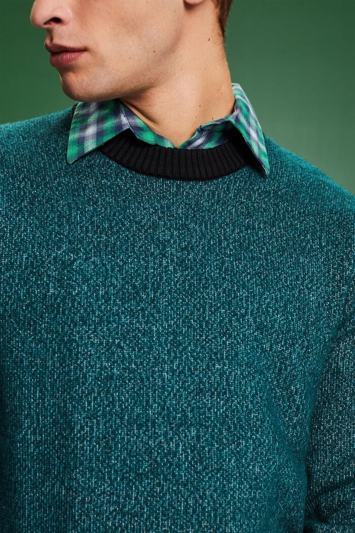 Wool Blend Crewneck Sweater, EMERALD GREEN, detail image number 3