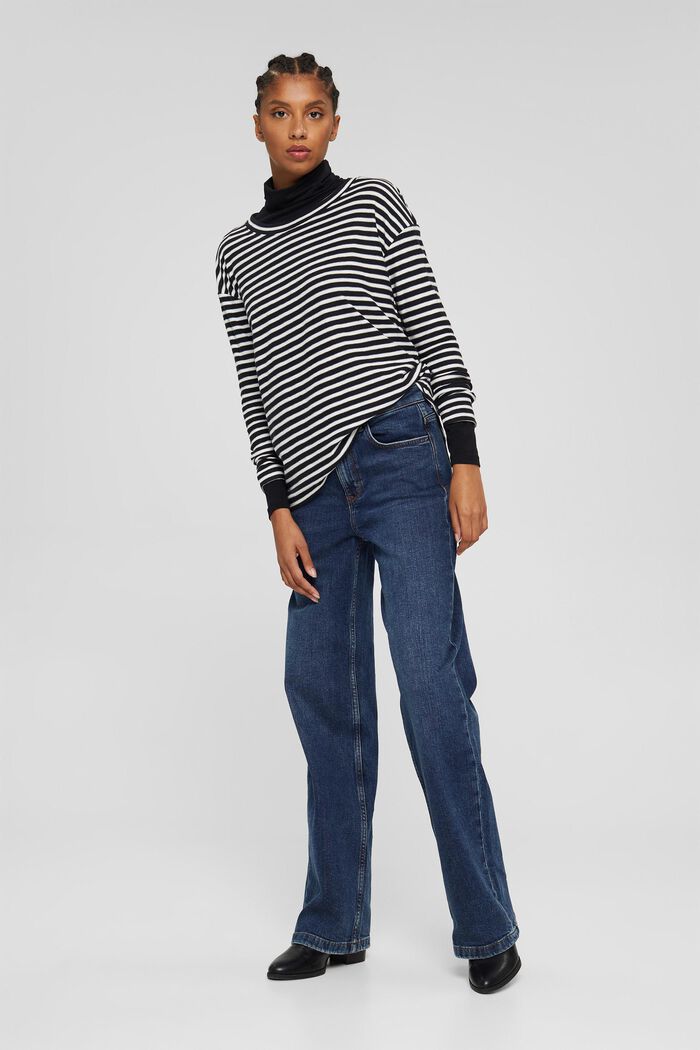 Striped long sleeve top in 100% organic cotton, BLACK, detail image number 6