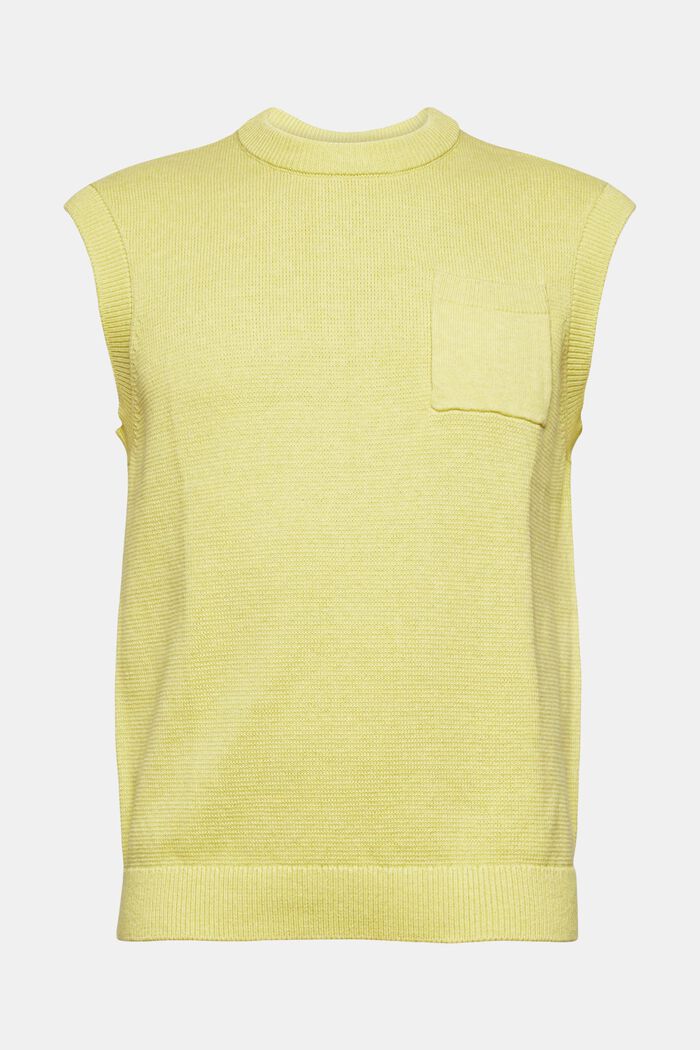 Sleeveless jumper with a breast pocket, YELLOW, overview