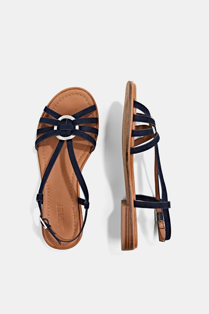 Strappy sandals with a metal ring, NAVY, detail image number 1