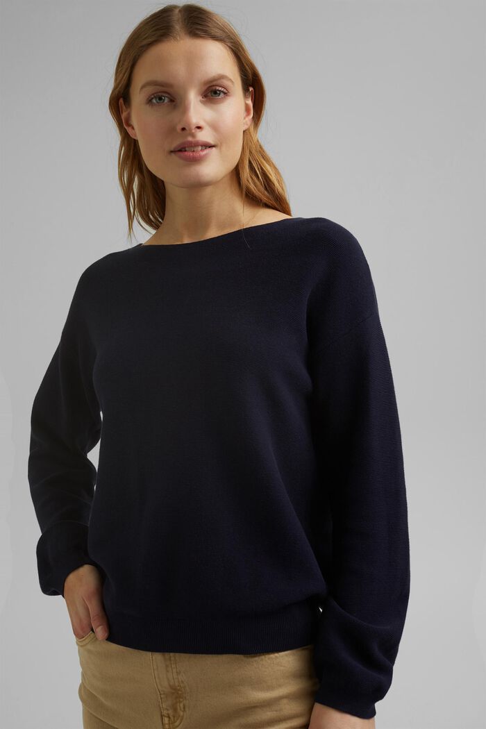 Knit jumper made of 100% organic cotton, NAVY, detail image number 5
