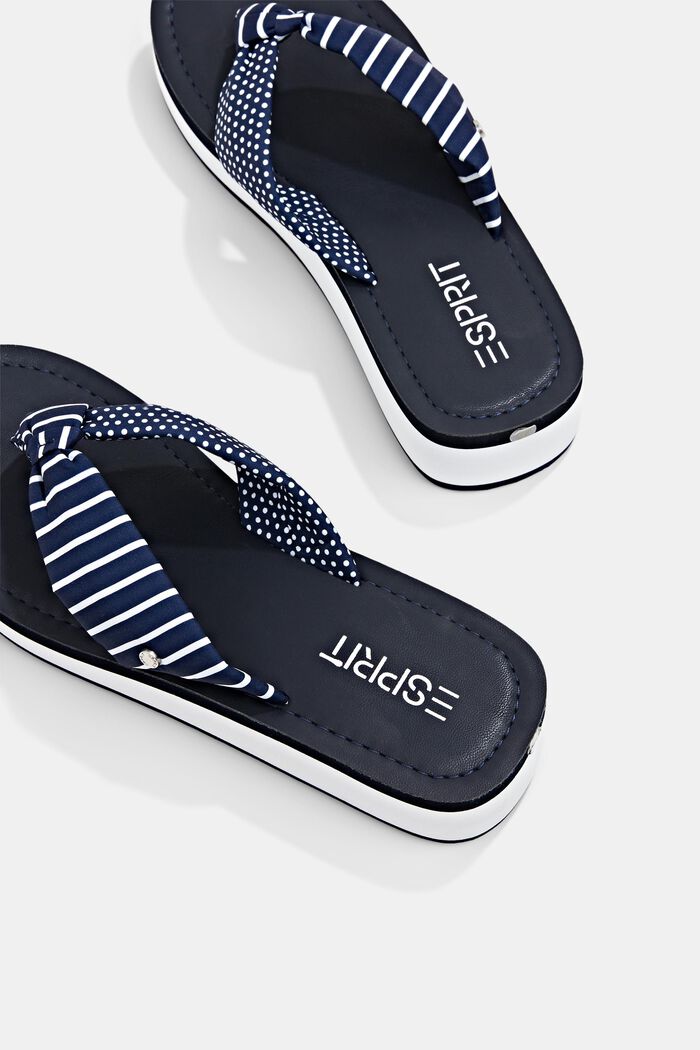 Thongs sandals with patterned straps, NAVY, detail image number 3