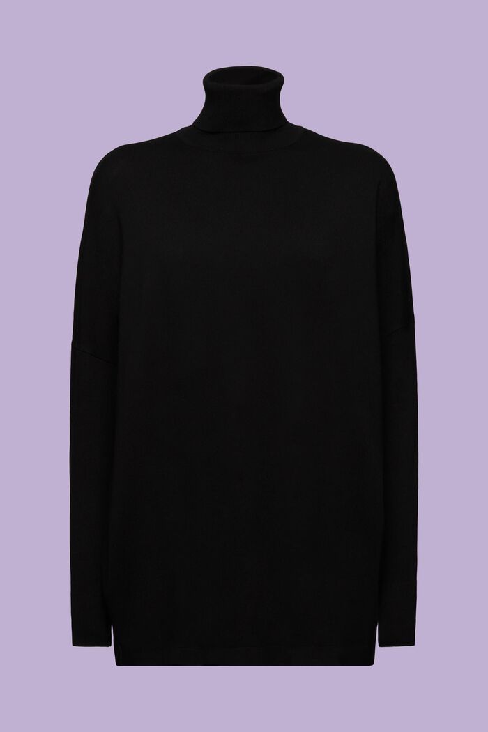 Rollneck Batwing Sweater, BLACK, detail image number 8