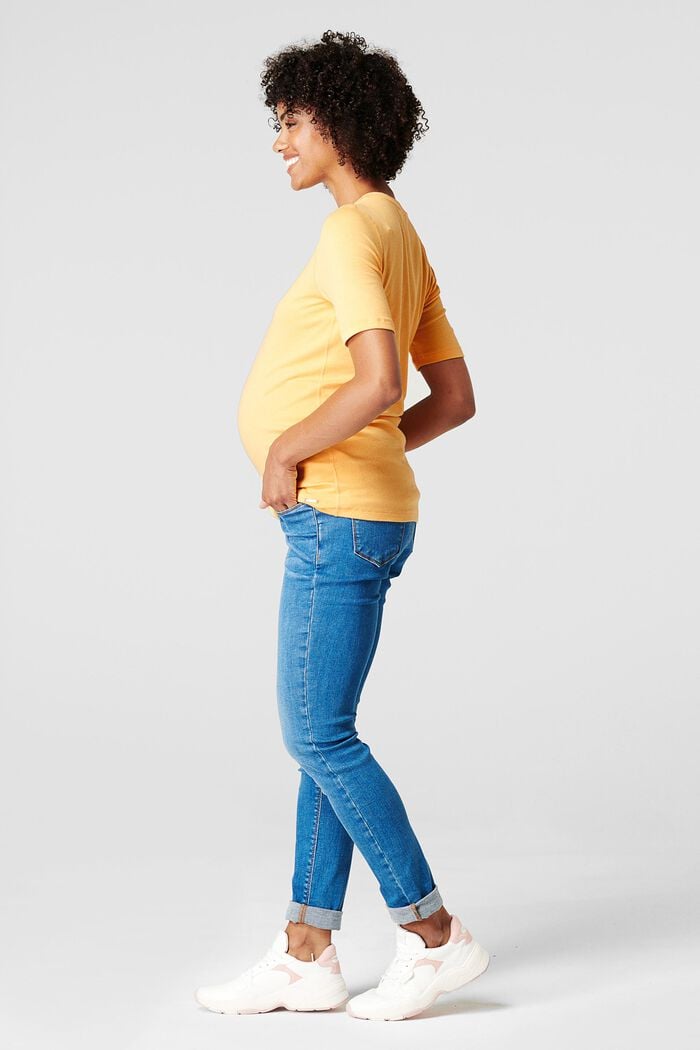 Stretch top with organic cotton, DUSTY YELLOW, detail image number 3