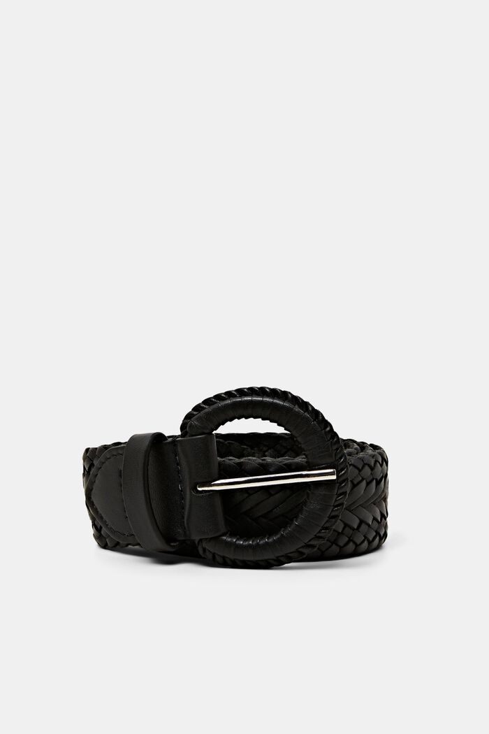 Metallic Leather Belt, BLACK, detail image number 0