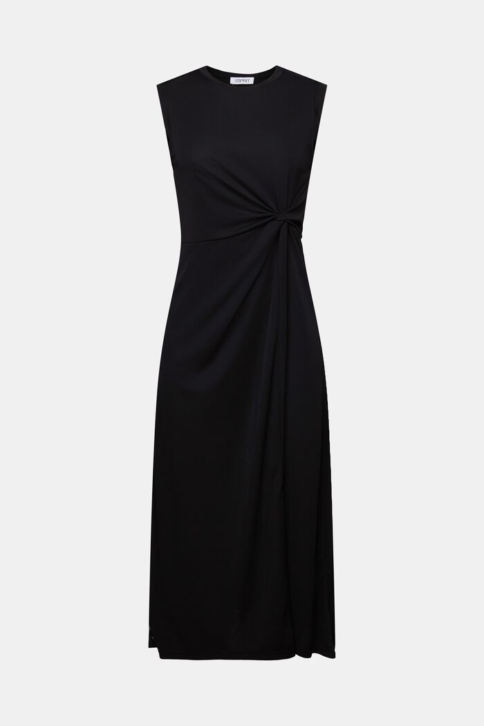 Knotted Crepe Midi Dress, BLACK, detail image number 6